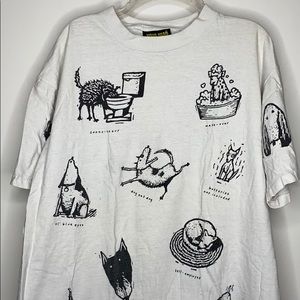 Vintage Graphic T-shirt with dog illustrations